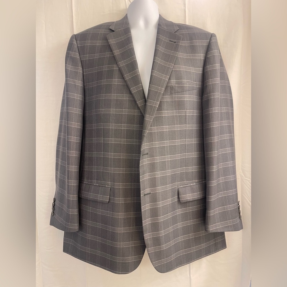 Classic Gray Checkered Men's Blazer